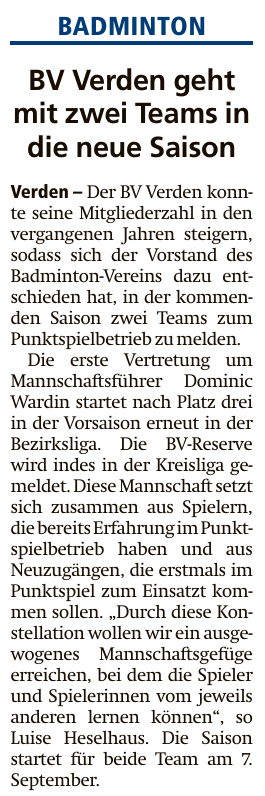 Pressebericht Verdener Aller-Zeitung 21.08.2025